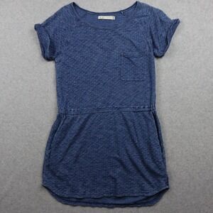 Hi-Line‎ Dress Womens Medium Knit T-Shirt Pockets Blue Polka Dot Short Sleeve
